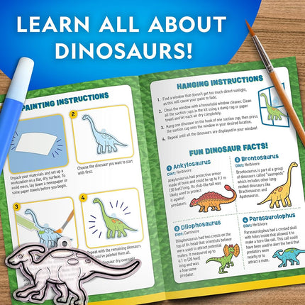 NATIONAL GEOGRAPHIC Glow in The Dark Dinosaur Stained Glass Art Kit - Window Sun Catchers and Crafts for Kids Ages 4-8