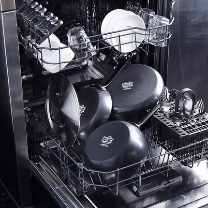 GreenPan Craft Cookware - Sartén antiadherente de cerámica saludable anodizada dura de 9.5", mangos de acero inoxidable fundido, resistente a los arañazos, apta para inducción, lavavajillas y horno, sin PFAS, negra