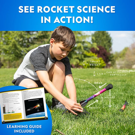 NATIONAL GEOGRAPHIC Air Rocket Launcher Toy – LED Foam Rocket Launcher Science Kit for Kids, Jump and Launch Kid-Powered Foam Air Rockets up to 30.5 Meters, Kids Outdoor Activities, STEM Toys