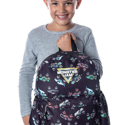 INTIMO Monster Jam Trucks Dragon Zombie Grave Digger Megalodon All Over Print Backpack Black, One Size