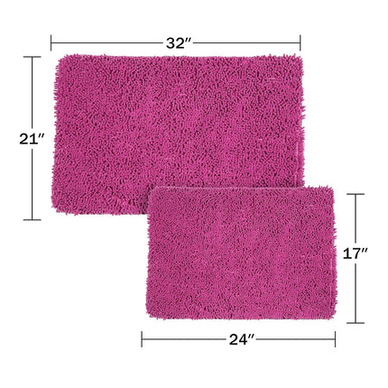 Bedford Home 2-Piece Memory Foam Shag Bath Mat, Pink