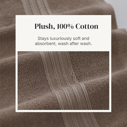 Modern Threads 6 Piece Set, 2 Bath Towels, 2 Hand Towels, 2 Washcloths Yarn Dyed Jacquard/Solid Towel Set Ophelia Fawn