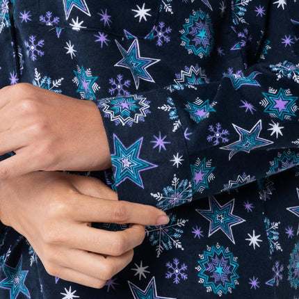 Fruit of the Loom Women's Flannel Sleep Shirt Pyjamas, Starflake, 4X