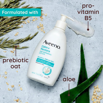 Aveeno Restorative Skin Therapy Moisturizing Oat Repairing Cream for Sensitive, Distressed, Dry Skin, with Prebiotic Oat & Aloe, Formulated without Parabens, Fragrance & Steroids, 12 oz
