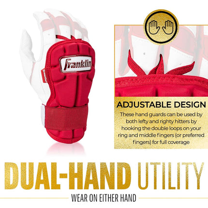 Franklin Sports Baseball Hand + Wrist Guard - PRT LG Series Adult Hand + Wrist Protector for Batting - Protective Hand, Wrist Shield - Right + Left Hand Hitters - Red - One Size - Adult