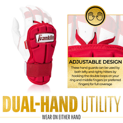 Franklin Sports Baseball Hand + Wrist Guard - PRT LG Series Adult Hand + Wrist Protector for Batting - Protective Hand, Wrist Shield - Right + Left Hand Hitters - Red - One Size - Adult