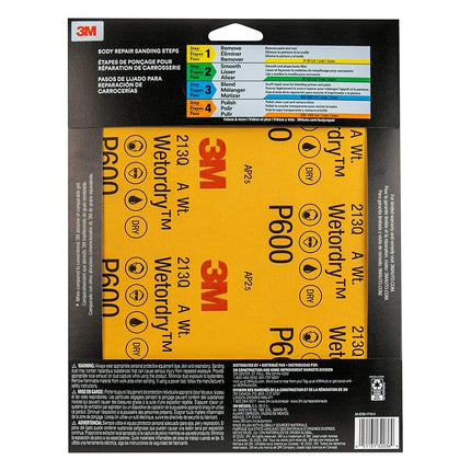 3M 32036 Imperial Wetordry 9x11-Inch P600 Grit Sheet, Pack of 5