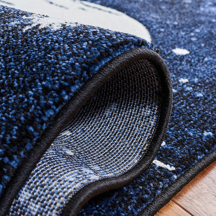 SAFAVIEH Carousel Kids Collection 3' x 3' Square Dark Blue/Light Blue CRK122M Outer Space Non-Shedding Nursery Playroom Area Rug