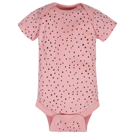 Gerber baby-girls 8-pack Short Sleeve Onesies Bodysuits, Bear Pink, 12 Months