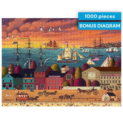 Buffalo Games - Charles Wysocki - Hoopla at The Harbor - 1000 Piece Jigsaw Puzzle for Adults Challenging Puzzle Perfect for Game Nights - Finished Puzzle Size is 26.75 x 19.75