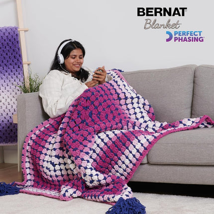 Bernat Blanket Perfect Phasing DEEP Black Cake Yarn - 2 Pack of 10.56oz/299.37g - 100% Polyester - #6 Super Bulky - 220 Yards for Knitting, Crocheting, Crafts & Amigurumi, Chunky Chenille Yarn