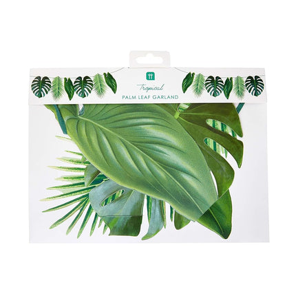 Talking Tables Green Tropical Palm Leaves Garland Bunting- 2.6M | Reusable Hawaiian Theme Party Decorations for Birthday, Summer, Luau, Jungle, Paper, Length, 8.5ft