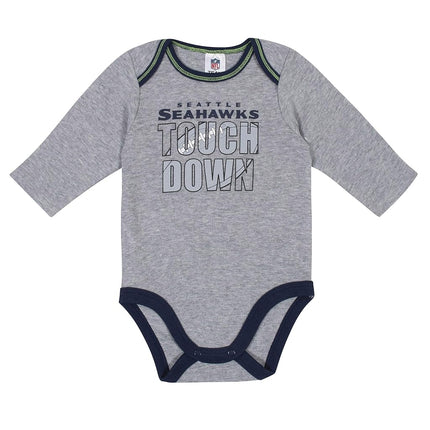 Gerber Unisex Baby Standard NFL 2 Pack Long Sleeve Onesie Bodysuit, Team Color, 0-3 Months