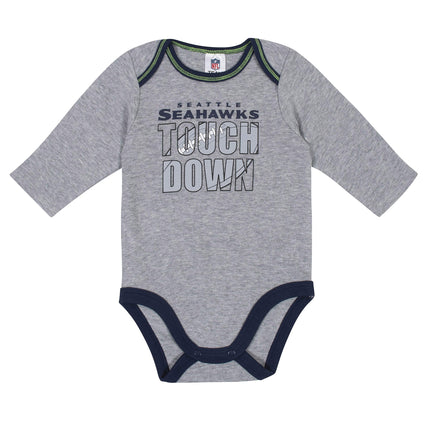 Gerber Unisex Baby Standard NFL 2 Pack Long Sleeve Onesie Bodysuit, Team Color, 0-3 Months