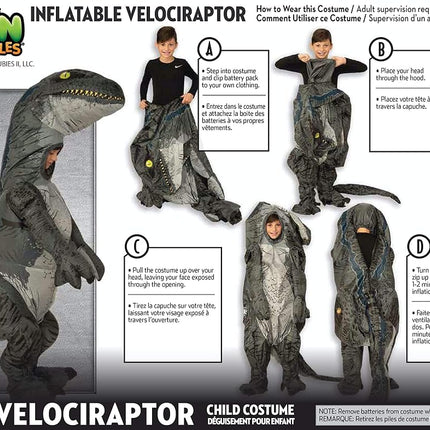 Rubie's Jurassic World: Fallen Kingdom Child's Velociraptor Inflatable Costume With Sound