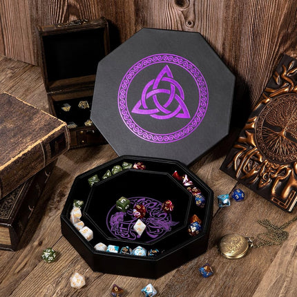 Premium Dice Tray for DND, Detailed World Tree & Triquetra Design – 23 CM