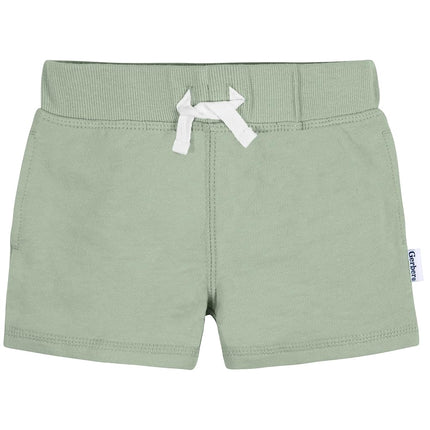 Gerber Baby - Pantalones Cortos de Punto sin Cierre para Bebé Niño, Paquete de 3, Verde, 4T