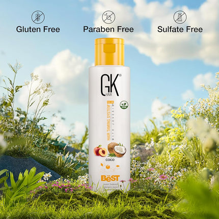 GK HAIR Global Keratin The Best Smoothing Keratin Hair Treatment - Professional Brazilian Complex Blowout Straightening For Silky Smooth & Frizz Free Hair - (THE BEST COCO 3.4 fl.oz/100ml)
