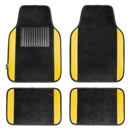 FH Group F14407YELLOW Universal Fit Premium Carpet Yellow Automotive Floor Mats fits most Cars, SUVs, and Trucks with Driver Heel Pad, Full Set