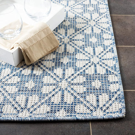 Safavieh Martha Stewart Collection by SAFAVIEH 5'1" x 7'6" Navy/Ivory MSR4491N Indoor/Outdoor Waterproof Washable Mudroom Backyard Patio Area Rug