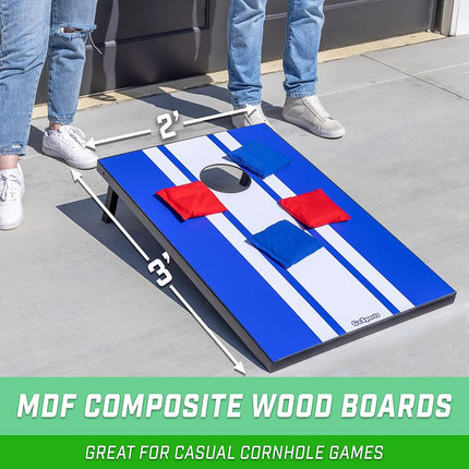 GoSports 4 x 2 ft Classic Design Cornhole Game Set - Includes Two 4 x 2 ft Boards, 8 Bean Bags, and Carry Case