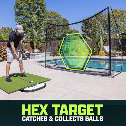 GoSports 10 ft x 7 ft PRO Golf Practice Hitting Net - Personal Driving Range for Indoor or Outdoor Practice