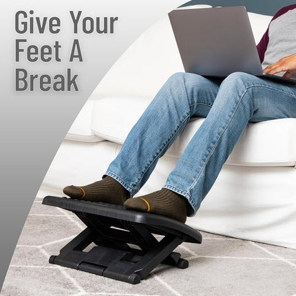 Mind Reader Adjustable Height Foot Rest with Massage Rollers, Black
