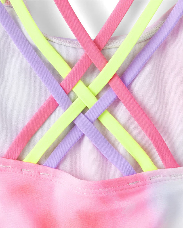 Maillot de bain une pièce pour filles The Children's Place, motif pivoine fluo, taille très grand