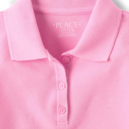 Polos piqués à manches courtes pour filles The Children's Place, lot de 3 (couleurs Seafrost/Sparkle Pink/Purple), taille M