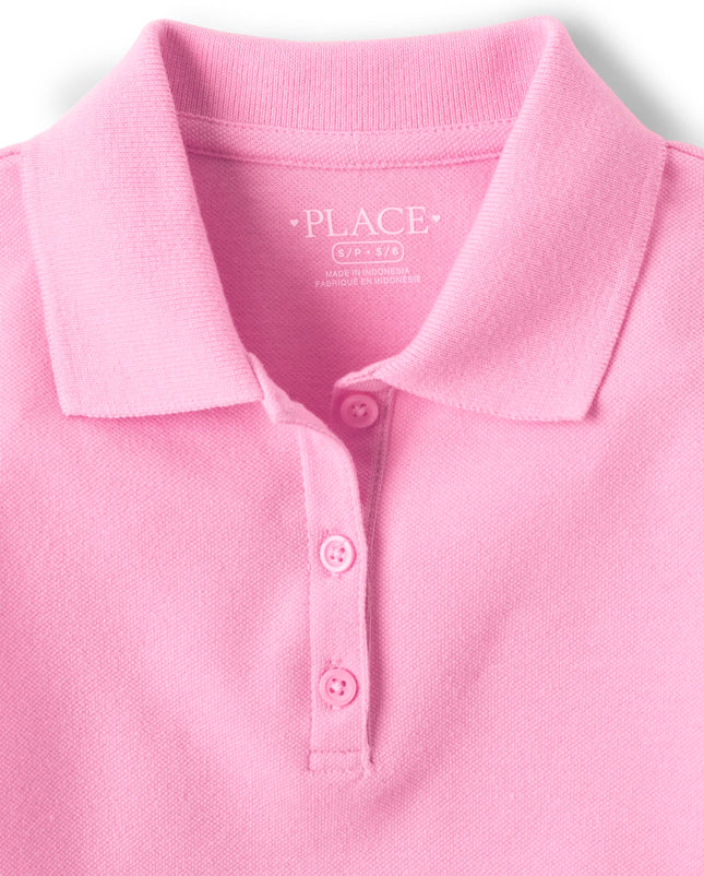 The Children's Place Girls' Multipack Short Sleeve Pique Polos, Sparkle Pink 3-Pack, Medium