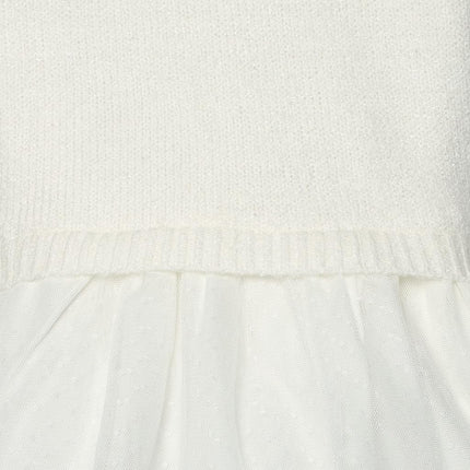 Gerber Baby and Toddler Girls Sweater Dress with Tulle Skirt, White, 12 Months