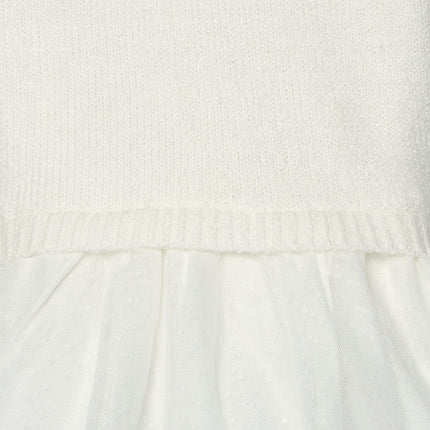 Vestido de suéter Gerber para bebé y niña pequeña con falda de tul, blanco, 2T