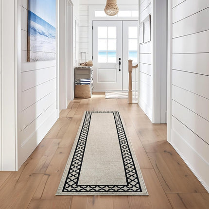 Nautica – Runner Rug | Indoor Runners for Hallways and Entry Rugs| Non-Slip and Non-Skid Entry and Kitchen Door Mat| Machine Washable Entryway Carpet Rugs | 2'2" x 8'| Trellis Natural Twist