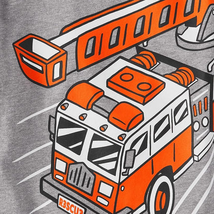 The Children's Place Camisetas gráficas de manga larga de dinosaurios, animales, tiburones para bebés y niños pequeños, paquete de 2, camión de bomberos/vehículos de construcción, 18-24 meses