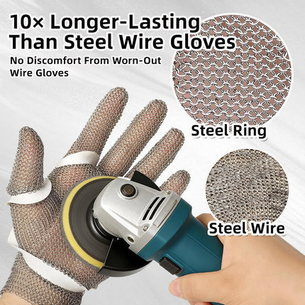 Schwer Cut Resistant Stainless Steel Mesh Gloves for Food Handling, Meat Processing Butchers Slicing Chopping Restaurant Work Safety(L)