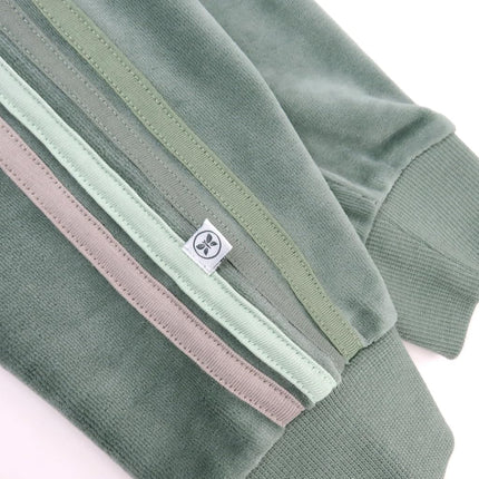 HonestBaby Velour Pullover Hoodie and Zip Front Sweatshirt and Jogger Sweatpants Set Baby, Toddler, Boys, Girls, Unisex, Sage with Stripe, 5T, Sage with Stripe, 5T