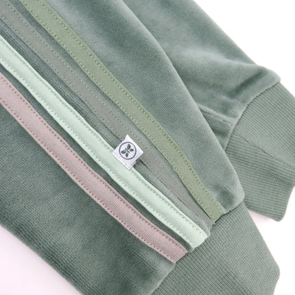 HonestBaby Velour Pullover Hoodie and Zip Front Sweatshirt and Jogger Sweatpants Set Baby, Toddler, Boys, Girls, Unisex, Sage with Stripe, 6-9 Months, Sage With Stripe, 6-9 Months