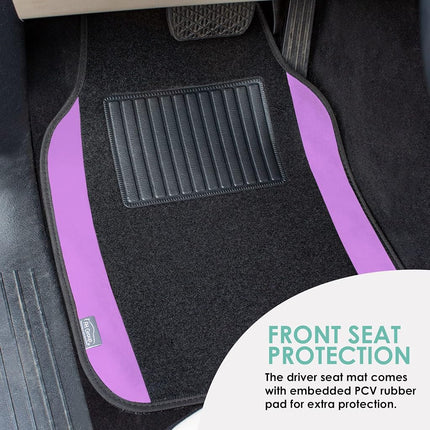 FH Group F14407PURPLE Tapis de sol universels en moquette violette pour la plupart des voitures, VUS et camions avec talonnette côté conducteur, ensemble complet