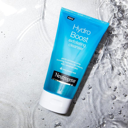 Neutrogena Hydro Boost Gentle Exfoliating Daily Facial Cleanser with Hyaluronic Acid, Clinically Proven to Increase Skin's Hydration Level, Non-Comedogenic Oil-, Soap- & Paraben-Free, 3 x 5 Oz