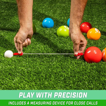 GoSports Soft Bocce Set Includes 8 Weighted Balls, Pallino and Case, Play Indoors or Outdoors