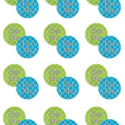 Beistle 58184 24 Piece Alice In Wonderland Plates, 9", Lime Green/Turquoise/White/Black