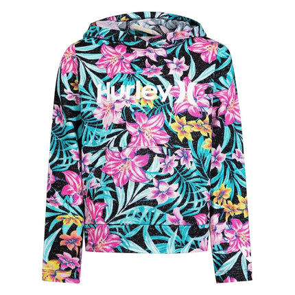 Hurley Girls' One and Only Pullover Hoodie, Pink Floral, Large