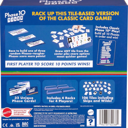 Mattel Games Phase 10 Tiles Game for Ages 7+, 2-4 Players