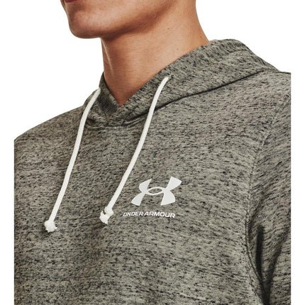 Sudadera con Capucha de Manga Corta Under Armour Rival Terry para Hombre, (504) Grove Green / / Onyx White, Small