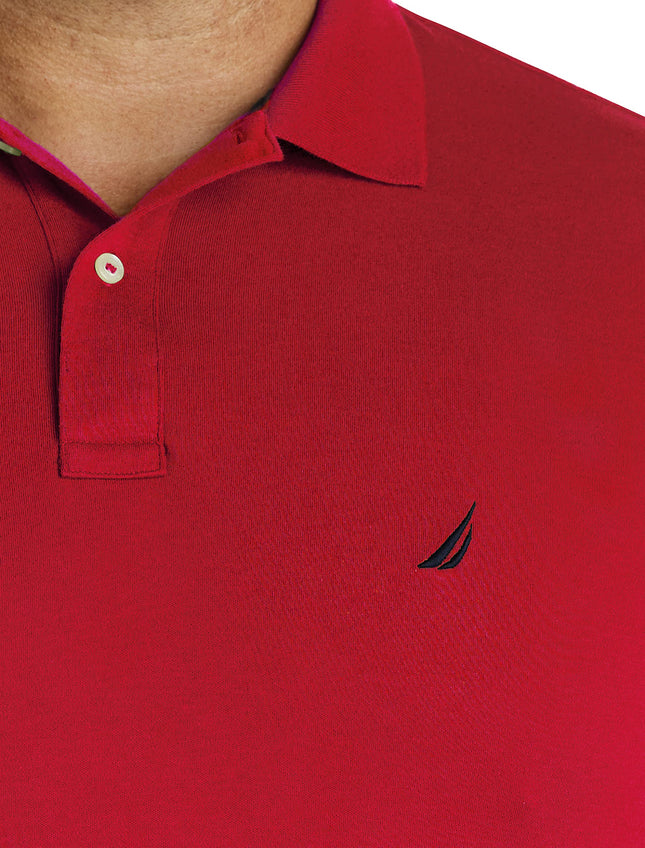 Polo Nautica Homme Grande Taille Coupe Classique Manches Courtes Coton Doux Uni, Rouge, 5TG