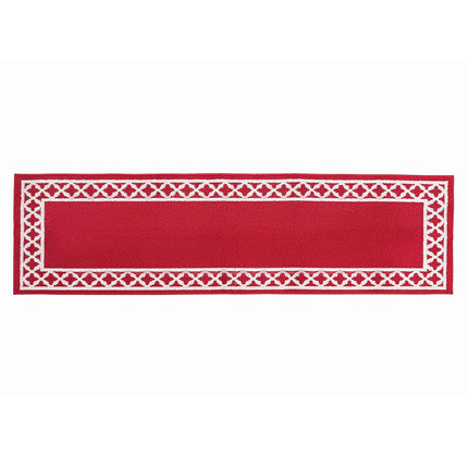 Nautica – Tapis de couloir tufté | Motif à bordure Collin Trellis | Décoration d'intérieur moderne | Antidérapant | Lavable en machine | Tapis pour entrée et couloir | Mesure 66 cm x 244 cm | Rouge et blanc