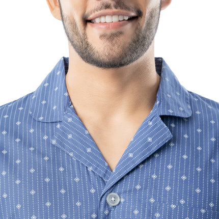 Fruit of the Loom Conjunto de pijama de popelina de manga larga para hombre, azul medio, 5X