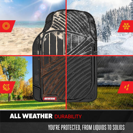 Motor Trend 3 Rows FlexTough Series Rubber Floor Mats & Liners for Car SUV Van- Heavy Duty Full Interior - Black