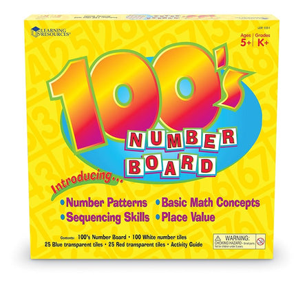 Learning Resources Hundred Number Board, Early Math, Counting Games for Kids,151 Piece Set, Ages 5+