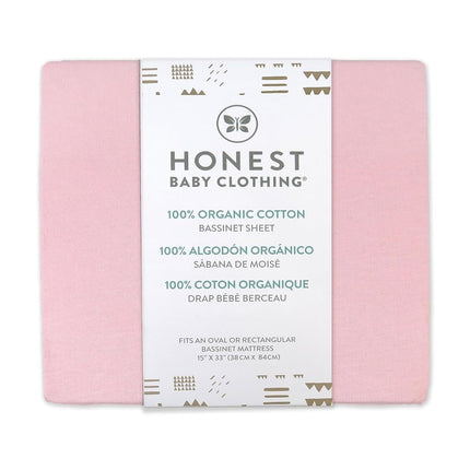 HonestBaby Organic Cotton Fitted Bassinet Sheet, Pink, One Size